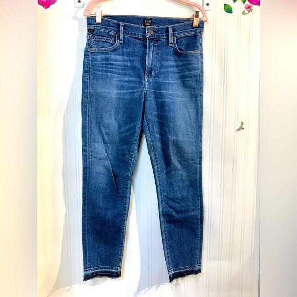 Citizens of Humanity Jeans Rocket Crop High Rise Skinny Raw Hem Stretch - Picture 1 of 9